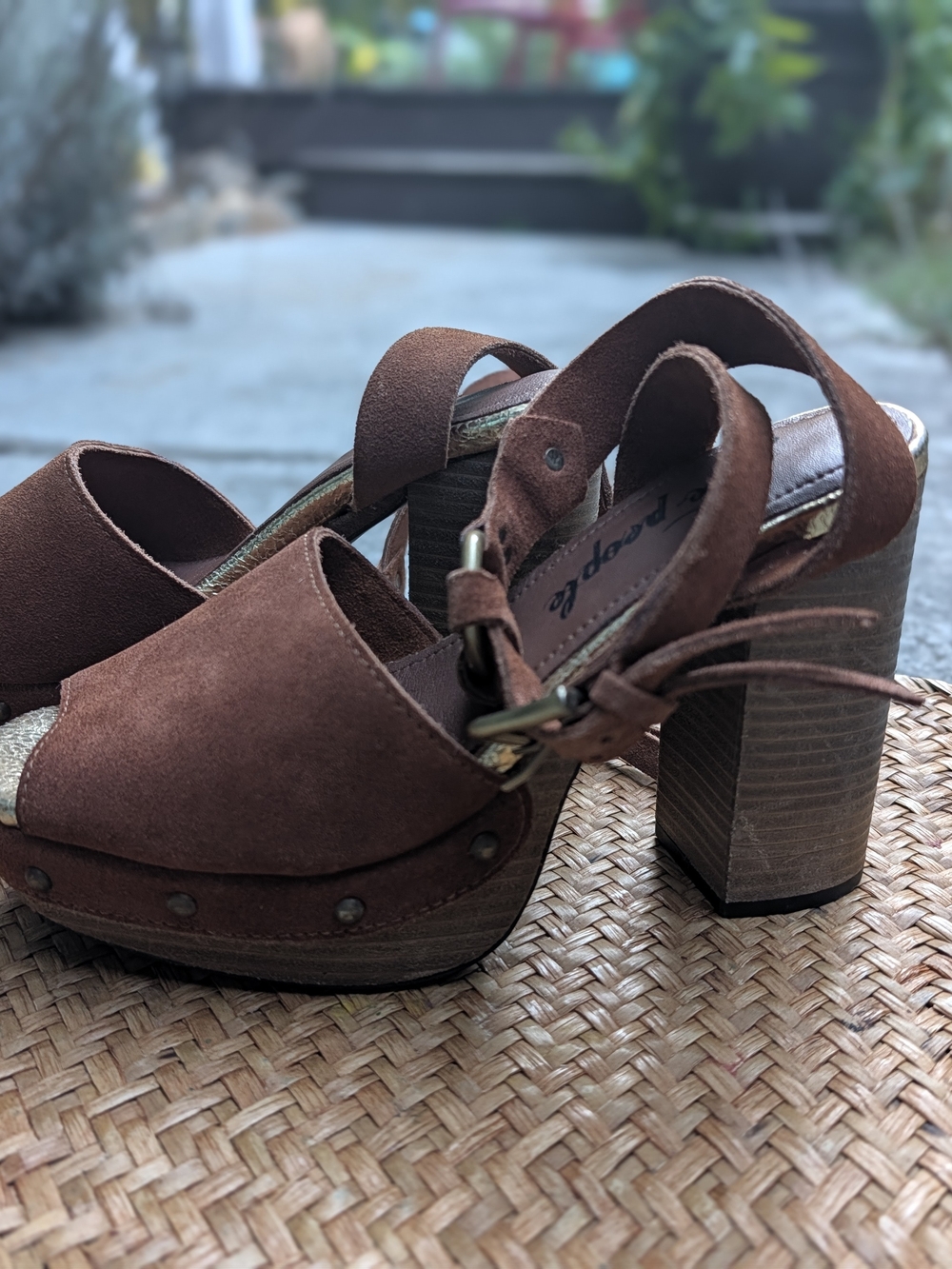 Platform Suede Brown Block Heel Sandals - Free People